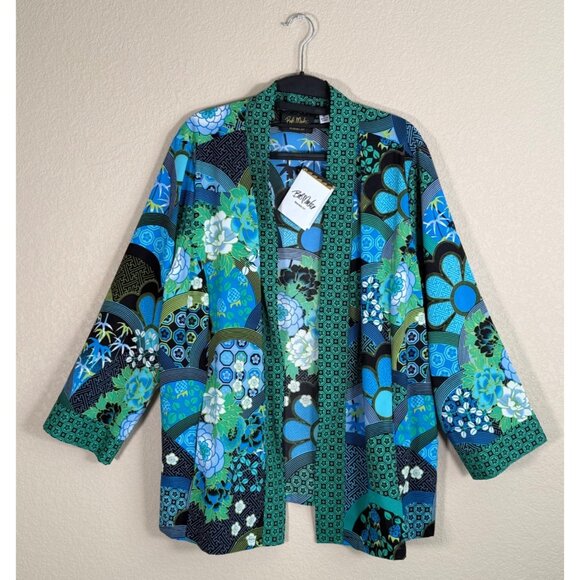 Bob Mackie Tops - NWT Bob Mackie Wearable Art Open Front Cardigan Floral Geometric Print